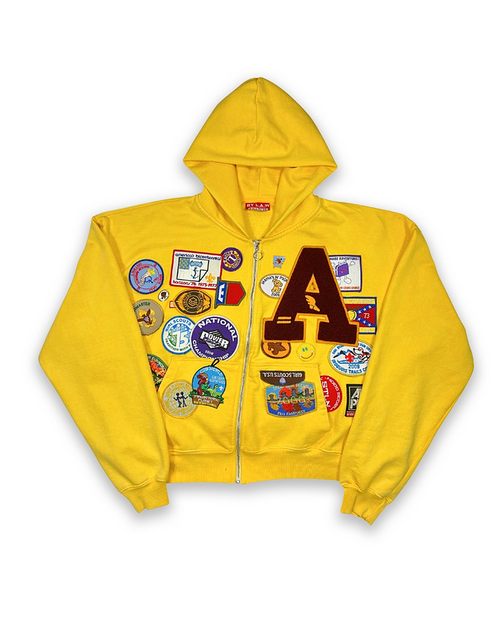 Casual Preppy Style Badge Zip-up Hoodie