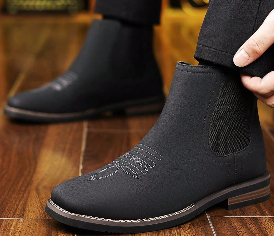 Men's Western Embroidered Chelsea Ankle Boots
