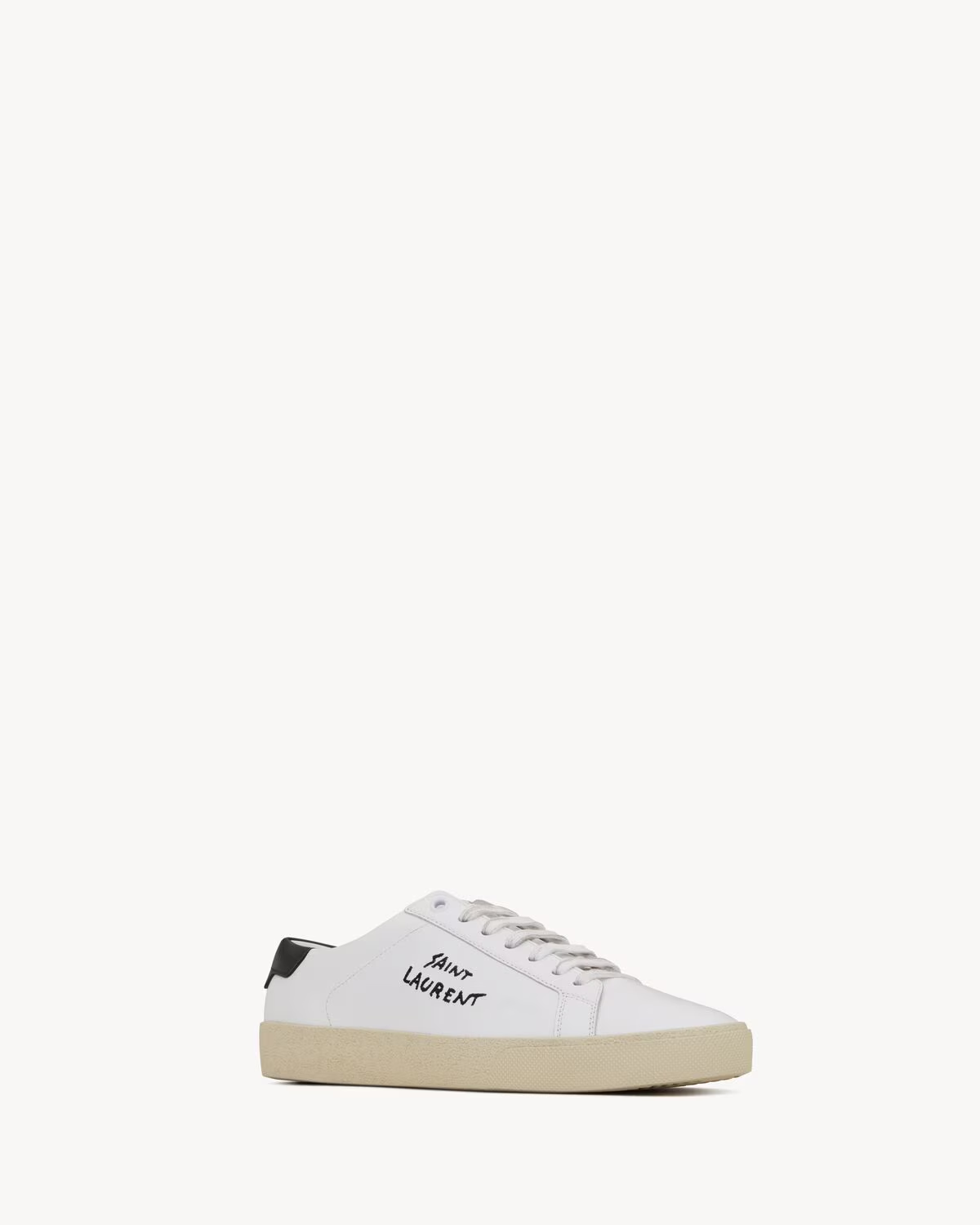 Embroidered Leather Court Sneakers