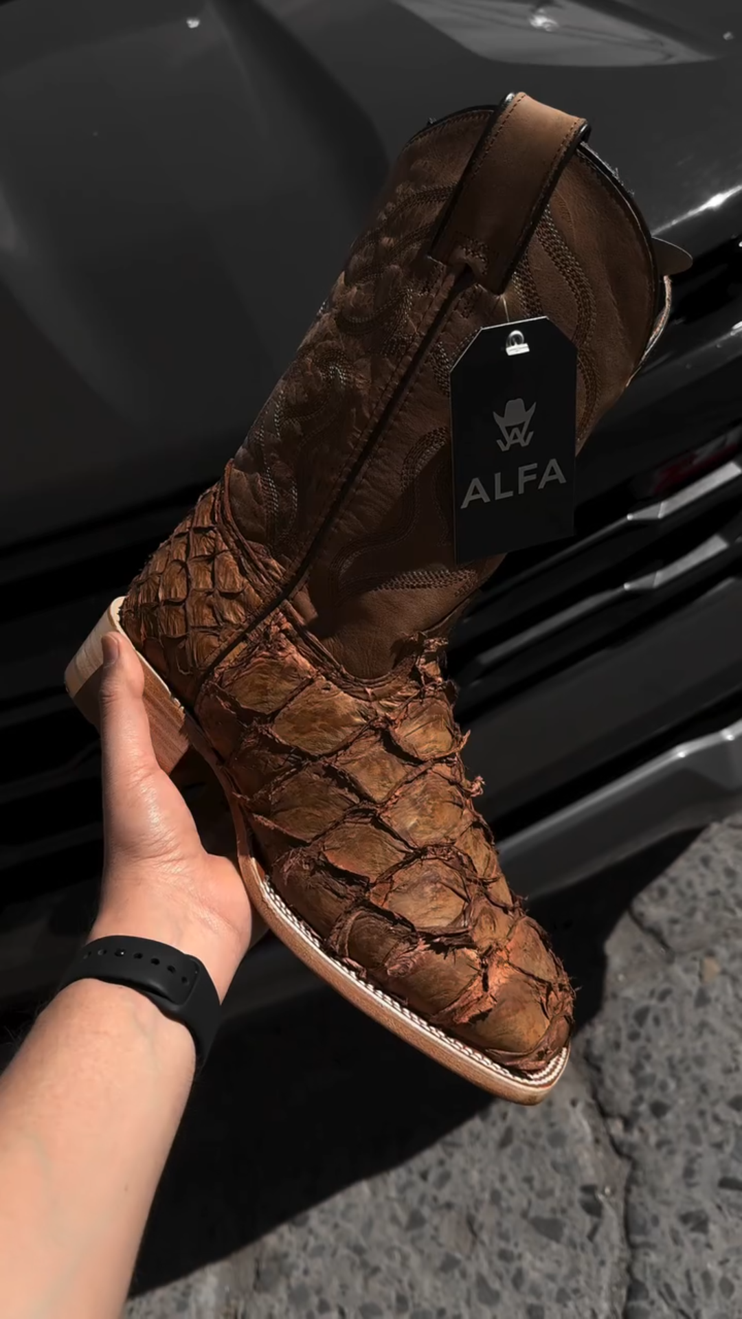 Retro Natural Leather Fish Boots - Square Toe