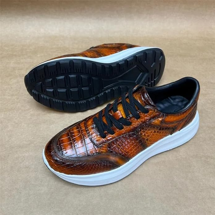 Crocodile Skin Hand Painted Mens Sneakers