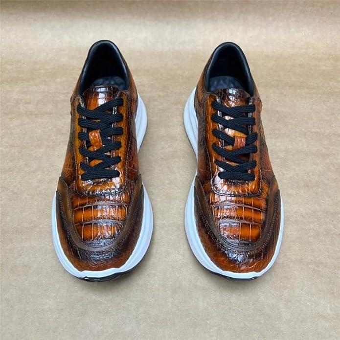 Crocodile Skin Hand Painted Mens Sneakers