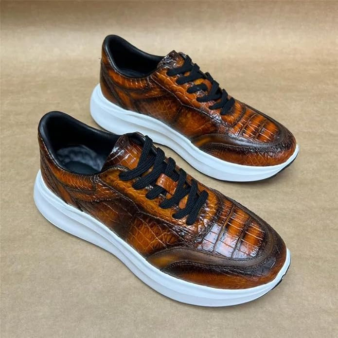Crocodile Skin Hand Painted Mens Sneakers