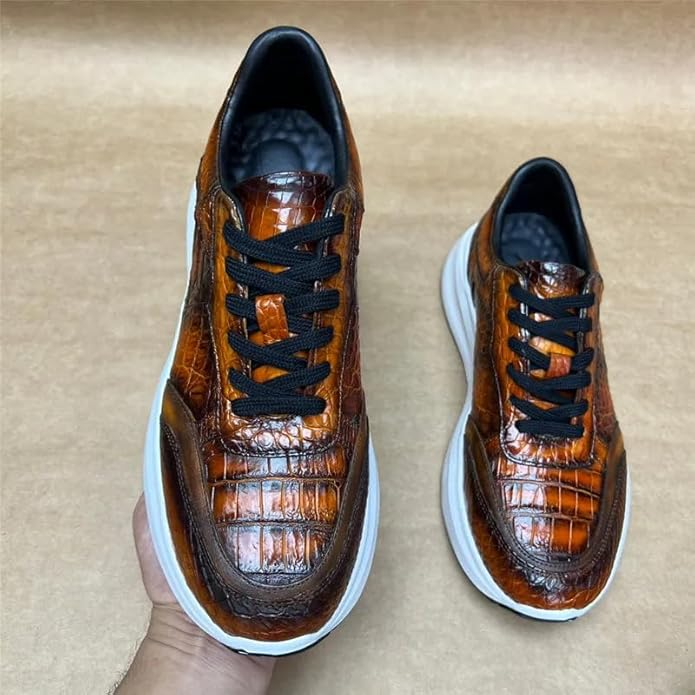 Crocodile Skin Hand Painted Mens Sneakers