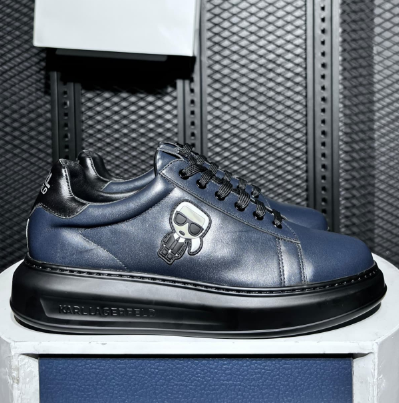 Soft leather blue men's sneakers
