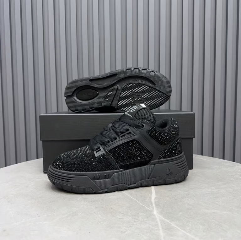 Black crystal sneakers