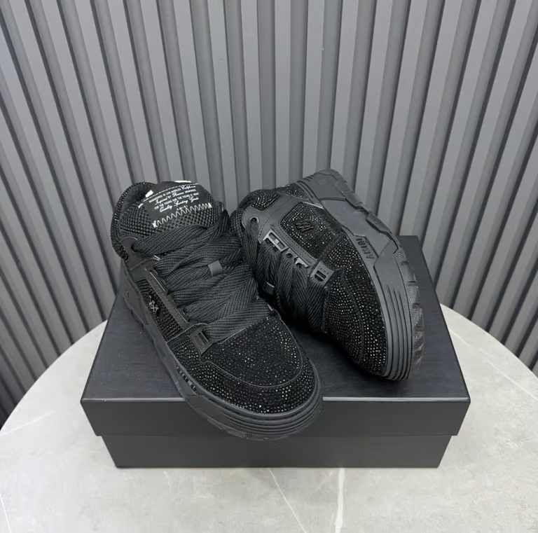 Black crystal sneakers