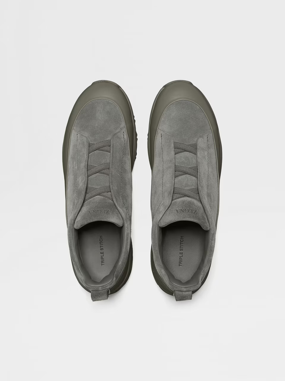 Grey Suede and Leather Triple Stitch Monte Sneakers