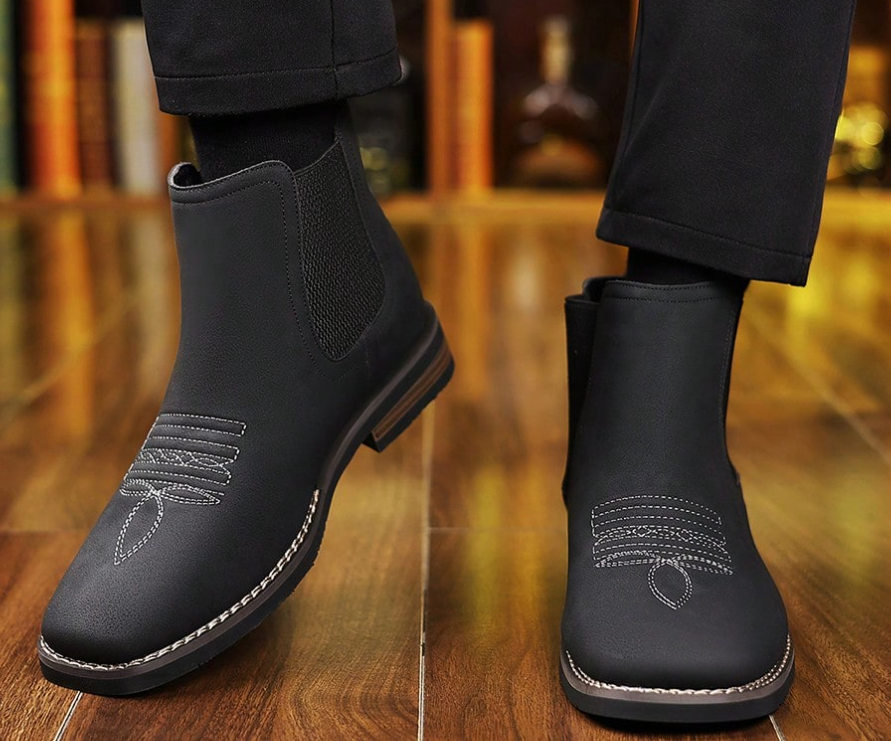 Men's Western Embroidered Chelsea Ankle Boots