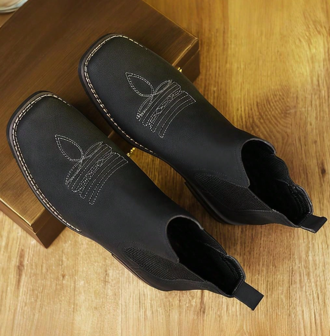 Men's Western Embroidered Chelsea Ankle Boots