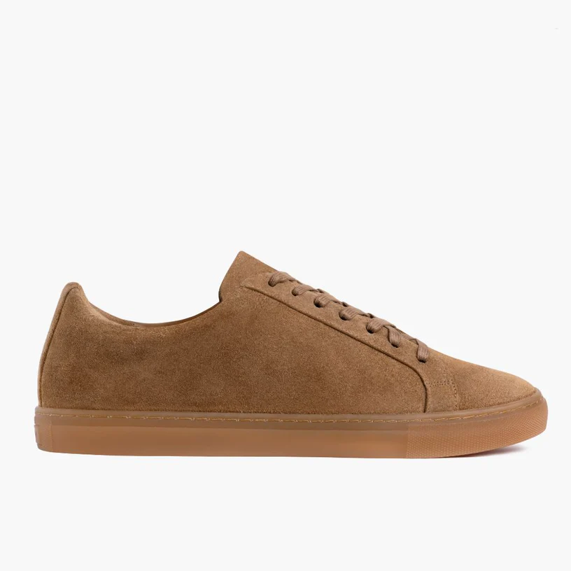 Men's Low Top In Tan Camel Suede
