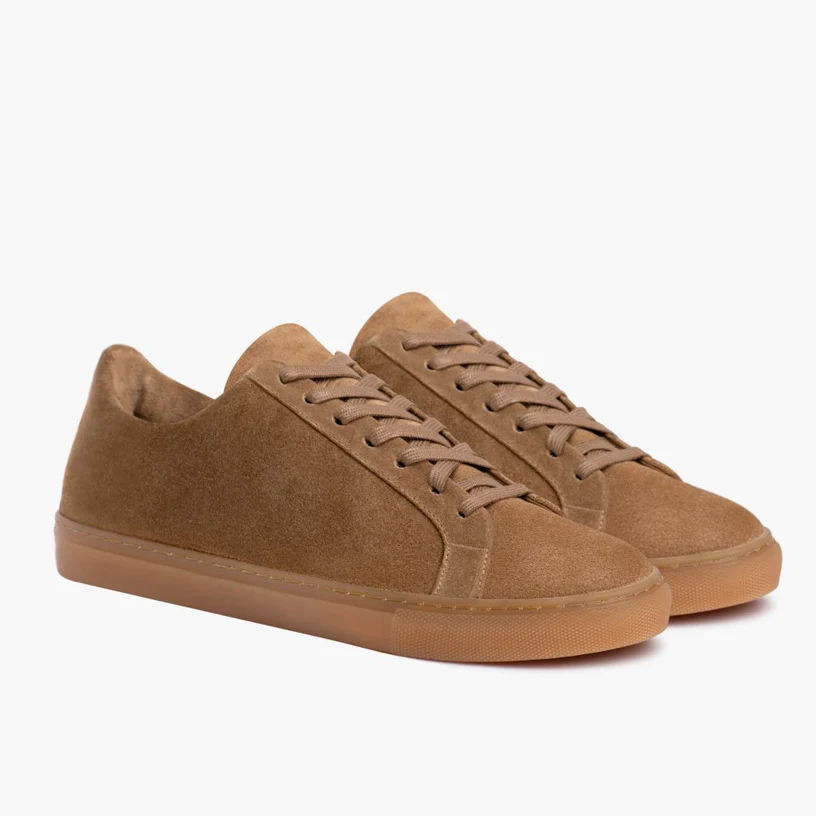 Men's Low Top In Tan Camel Suede