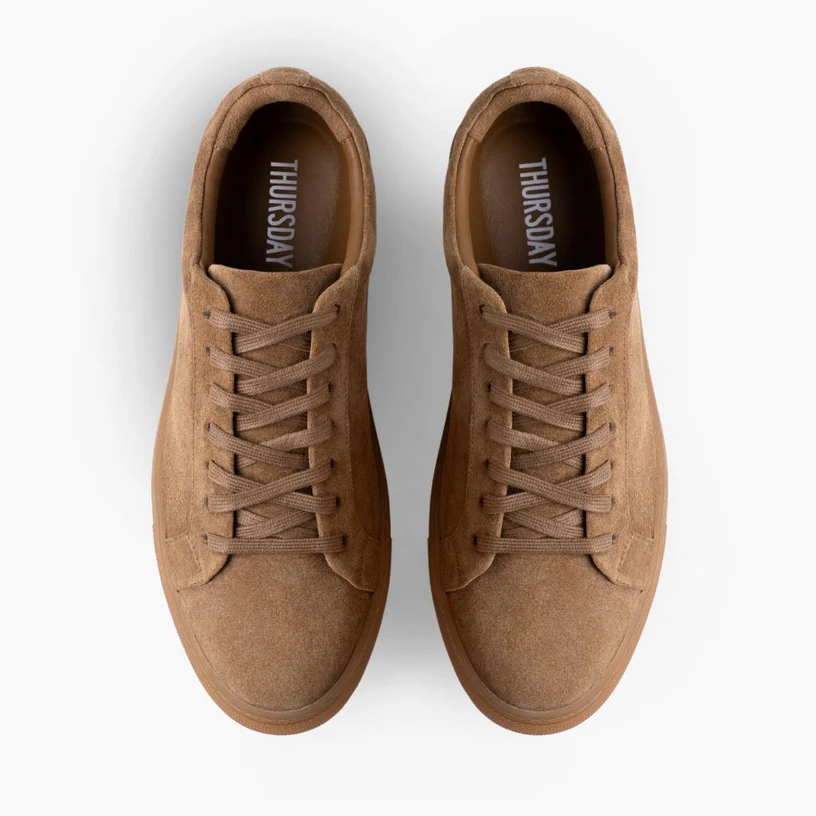 Men's Low Top In Tan Camel Suede