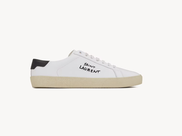 Embroidered Leather Court Sneakers