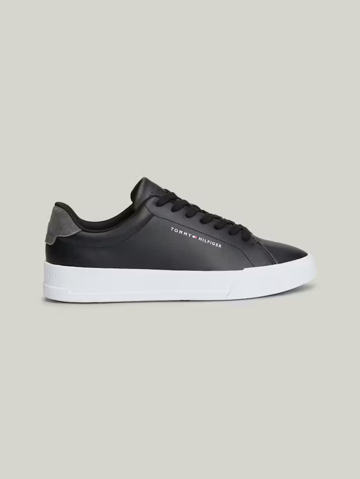 Pebble Grain Logo Court Sneakers