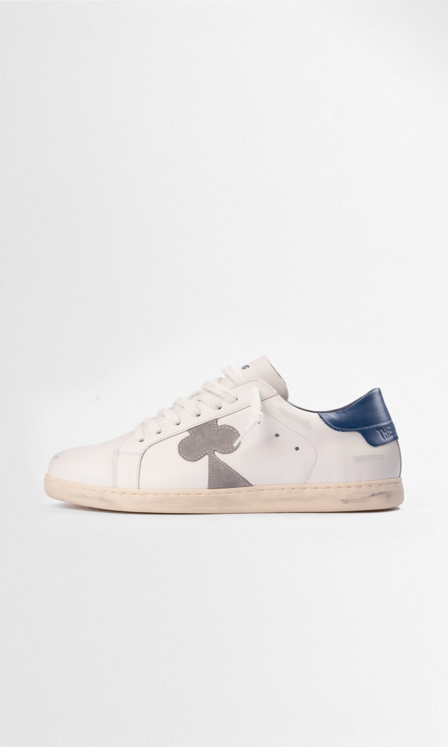 Distressed White Leather Low-Top Sneakers