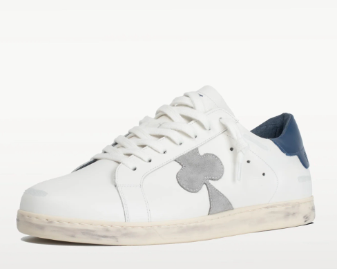 Distressed White Leather Low-Top Sneakers