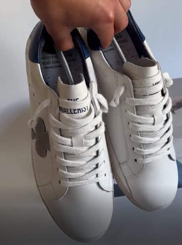 Distressed White Leather Low-Top Sneakers