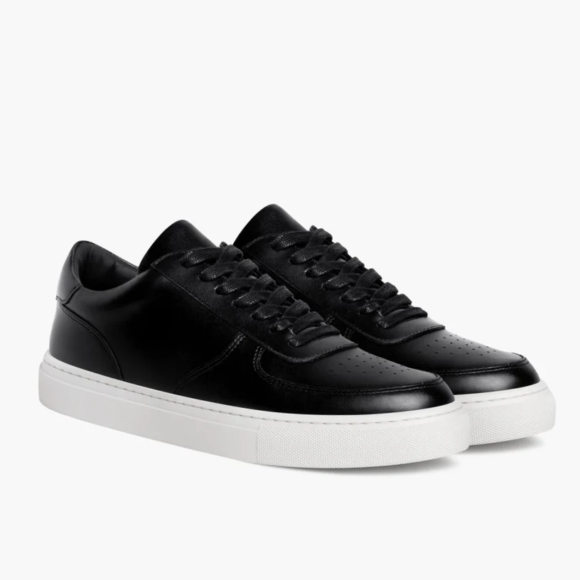 Men's Court Low Top Sneaker In Black Leather