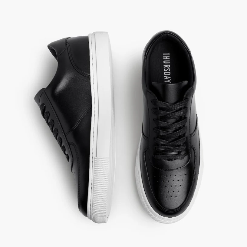 Men's Court Low Top Sneaker In Black Leather