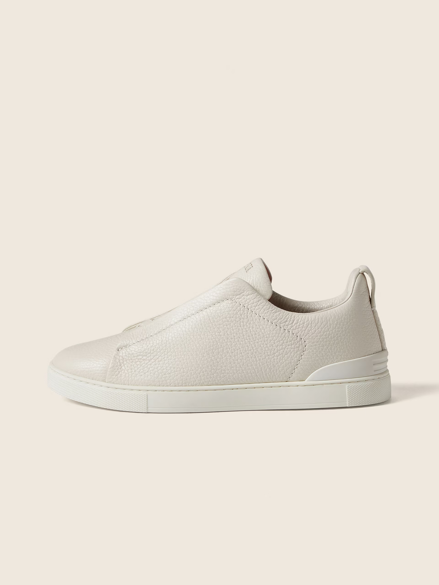 White Deerskin Triple Stitch Sneakers