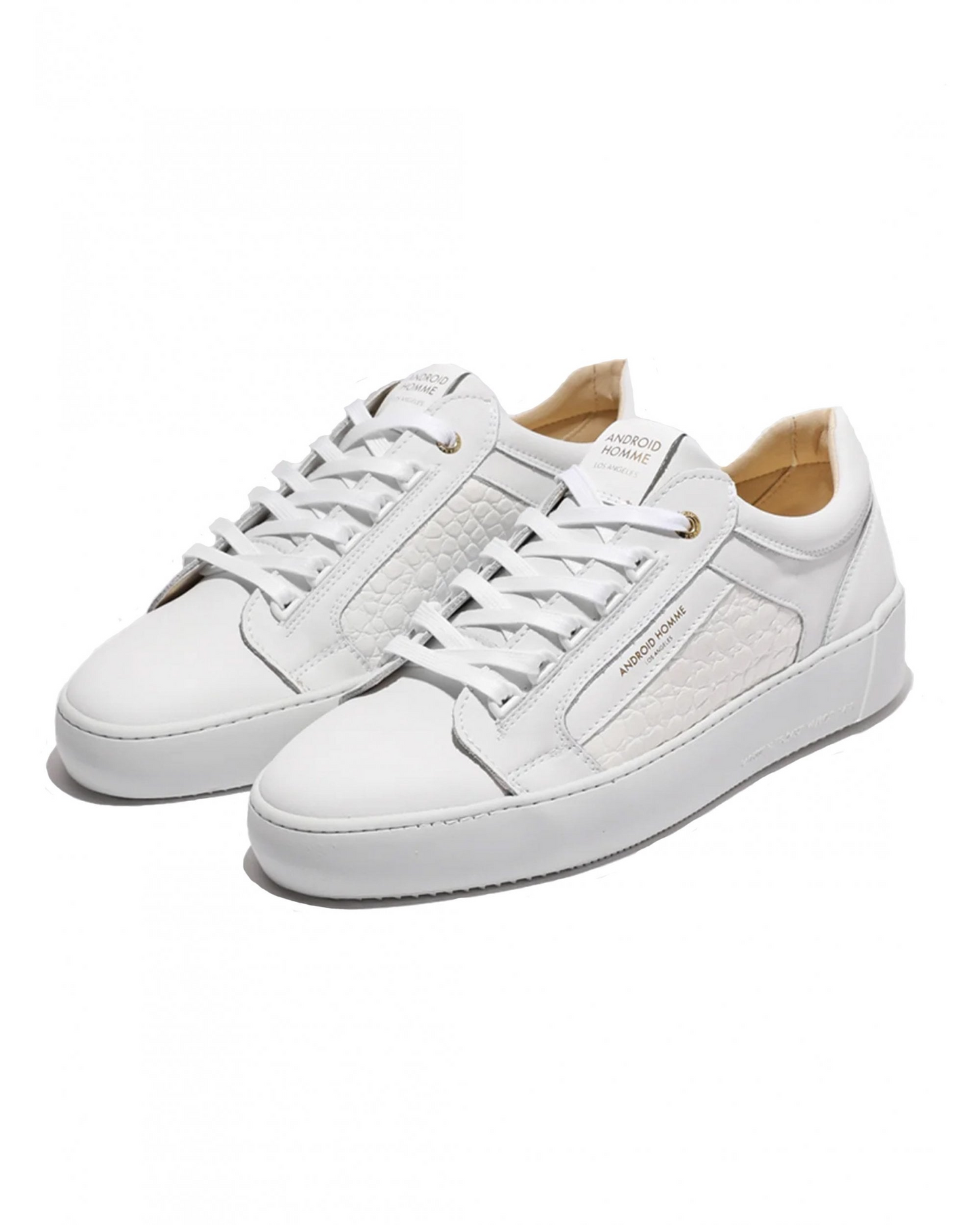 Mens Venice Patent Croc Trainers White
