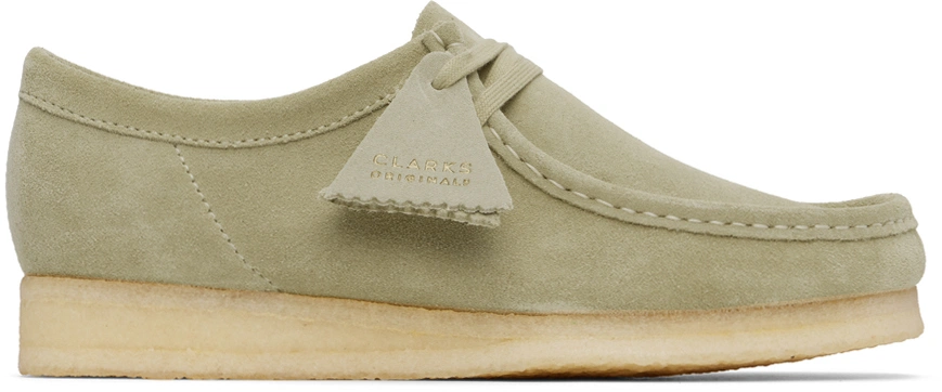 Beige Suede Moc Toe Derby Shoes