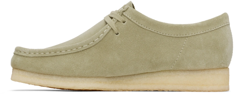 Beige Suede Moc Toe Derby Shoes