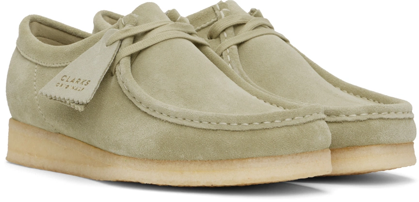 Beige Suede Moc Toe Derby Shoes