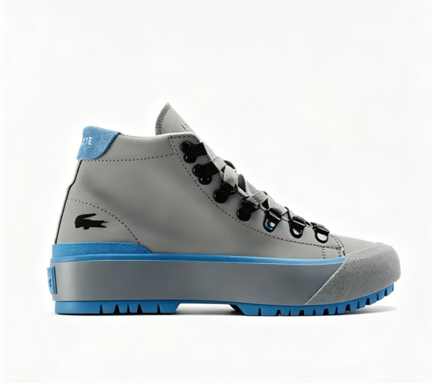 Grey Blue Court Style High-Top Sneakers