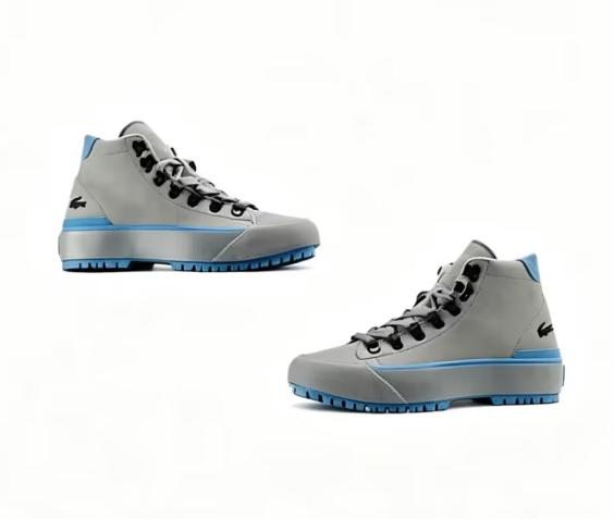 Grey Blue Court Style High-Top Sneakers