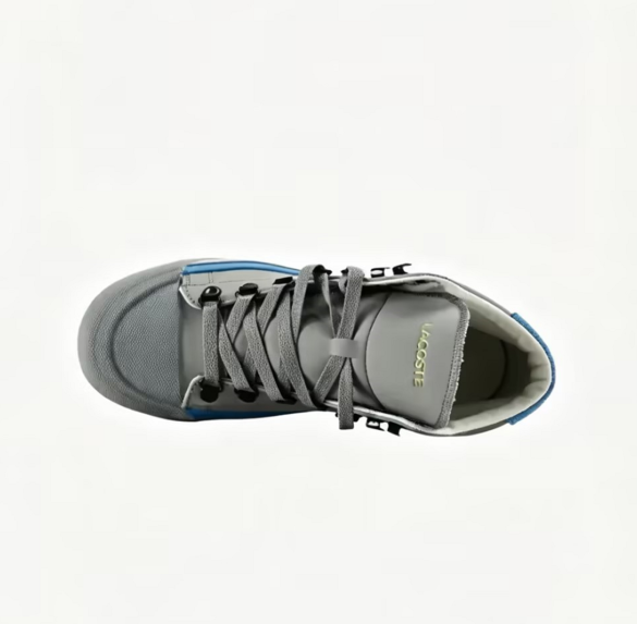 Grey Blue Court Style High-Top Sneakers