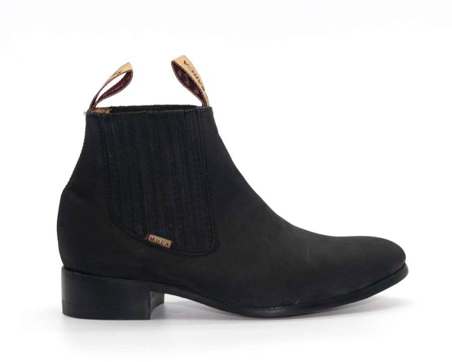 BOTINES CHARRROS LA BARCA PASO DE MULA NOBUCK BLACK LEATHER BOOT-500