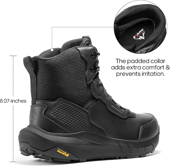 Men's Waterproof Tactical Work Winter Boots Cushion Sole Lightweight Leather Non-Slip Combat Boots with Arch Support for Military Motorcycle Hiking HydroRange