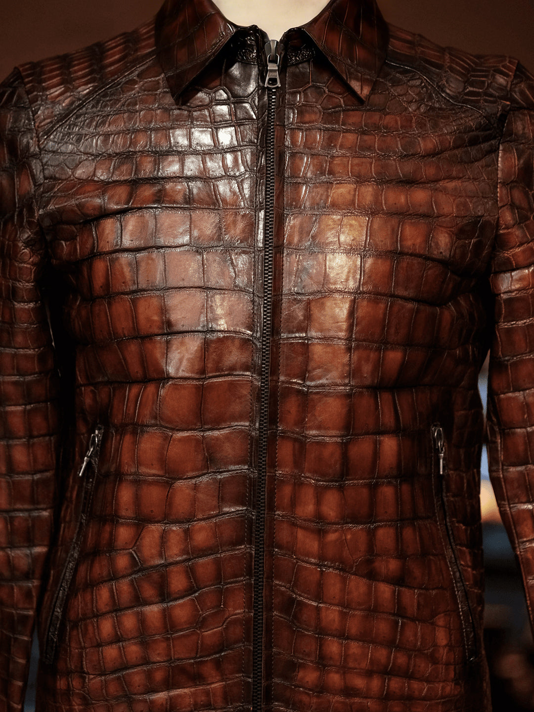 Vintage Luxurious Crocodile Leather Jacket